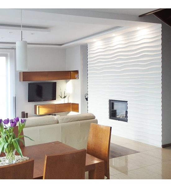 3D stenski paneli Choppy Wave, 80x100cm, mavec