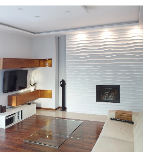 3D stenski paneli Choppy Wave, 80x100cm, mavec