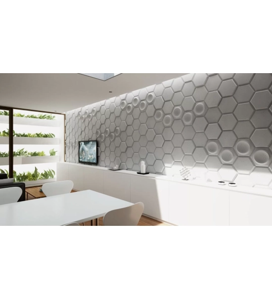 3D panel za steno, dekorativni beton, šestkotnik