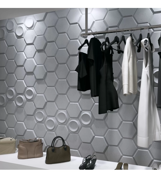 3D panel za steno, dekorativni beton, šestkotnik PB 01 D