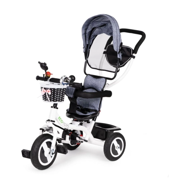Otroški tricikel EcoToys, 3v1, siv
