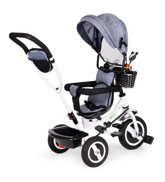 Otroški tricikel EcoToys, 3v1, siv
