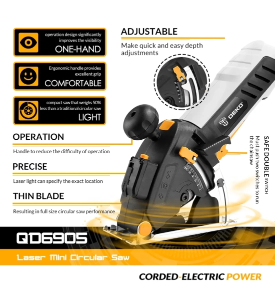 Mini ručna kružna pila s laserom, cirkular, 4 oštrice, odvod prašine, BMC BOX