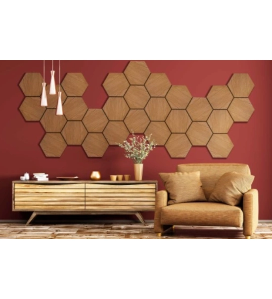 Stenski paneli MDF Hexagon hrast 30x26 cm