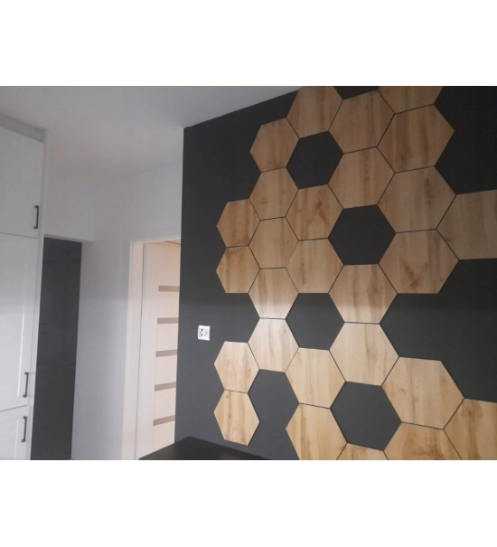 Stenski paneli MDF Hexagon hrast 30x26 cm
