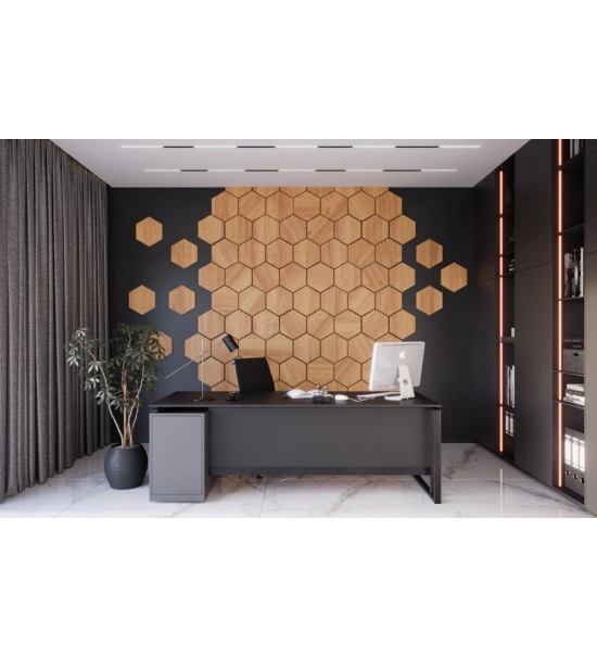 Stenski paneli MDF Hexagon hrast 30x26 cm