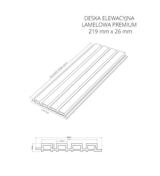 WPC vanjska zidna obloga, drvena fasada, 219x26x2900mm, hrast (0.63 m2)