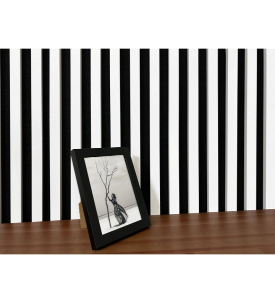 Decorative wooden acoustic wall panel, white matte, 28x275cm (0.77 m²)