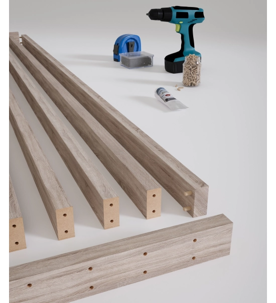 Pregradni zid od letvica spremljen za montažu, hrast sonoma, 51cm (7 lamele)