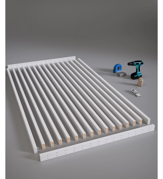 Pregradni zid od letvica spremljen za montažu, bela mat, 51cm (7 lamele)