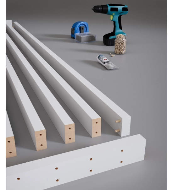 Pregradni zid od letvica spremljen za montažu, bela mat, 51cm (7 lamele)