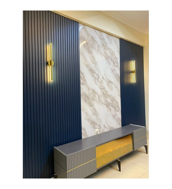 ZAOBLJEN stenski panel, masivni les, vodoodporen, TEMNO MODRO, 147x2750 mm (0.40 m²)