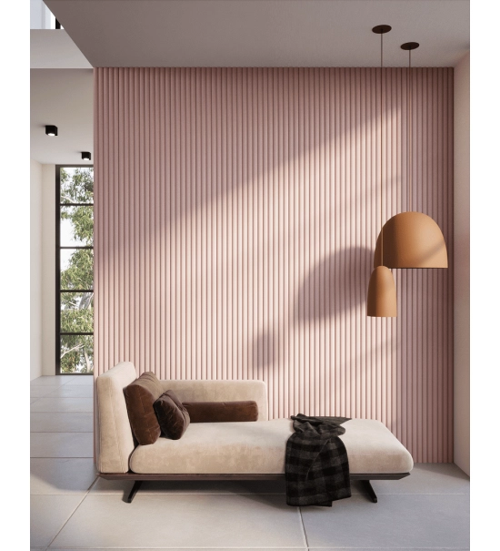GRILL wall panel, solid wood, waterproof, CANDY PINK, 147x2750 mm (0.40 m²)
