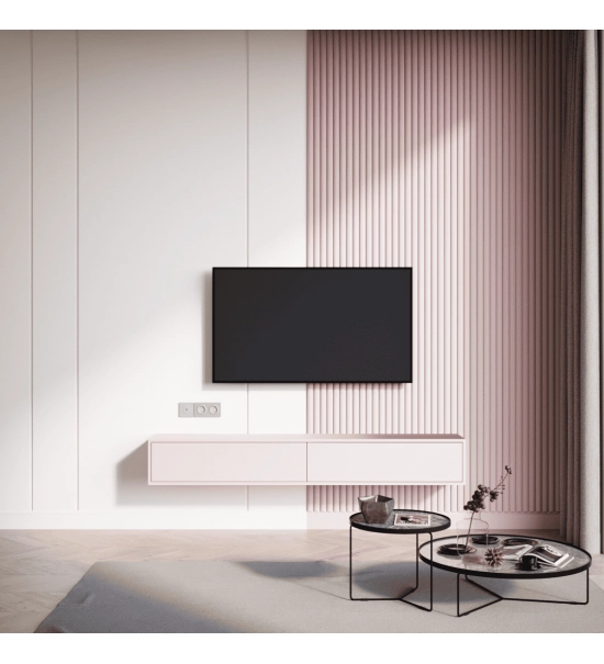 GRILL wall panel, solid wood, waterproof, CANDY PINK, 147x2750 mm (0.40 m²)