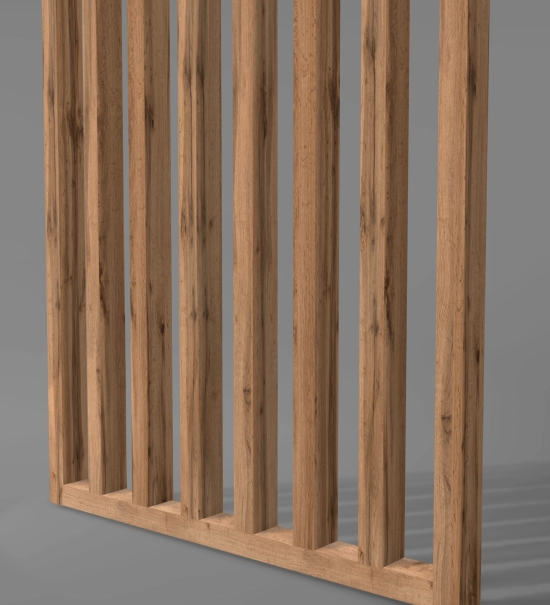 Wooden partition wall ready for assembly, oak wotan, 51cm (7 slats)