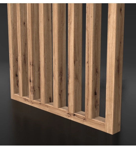Pregradni zid od letvica spremljen za montažu, hrast rustik, 51cm (7 lamele)