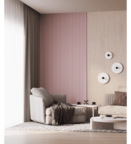 GRILL wall panel, solid wood, waterproof, CANDY PINK, 147x2750 mm (0.40 m²)