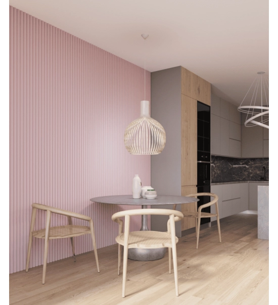 GRILL wall panel, solid wood, waterproof, CANDY PINK, 147x2750 mm (0.40 m²)