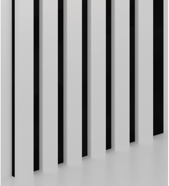 Decorative wooden acoustic wall panel, white matte, 28x275cm (0.77 m²)