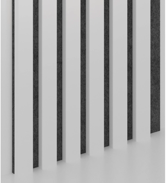 Decorative wooden acoustic wall panel, white matte, 28x275cm (0.77 m²)