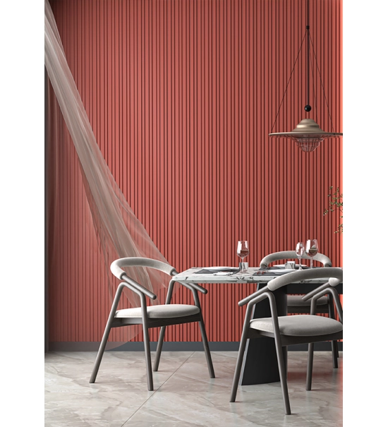 GRILL wall panel, solid wood, waterproof, DARK RED, 118x2800 mm (0.40 m²)