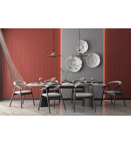 GRILL wall panel, solid wood, waterproof, DARK RED, 118x2800 mm (0.40 m²)