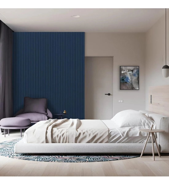 ZAOBLJEN stenski panel, masivni les, vodoodporen, TEMNO MODRO, 147x2750 mm (0.40 m²)