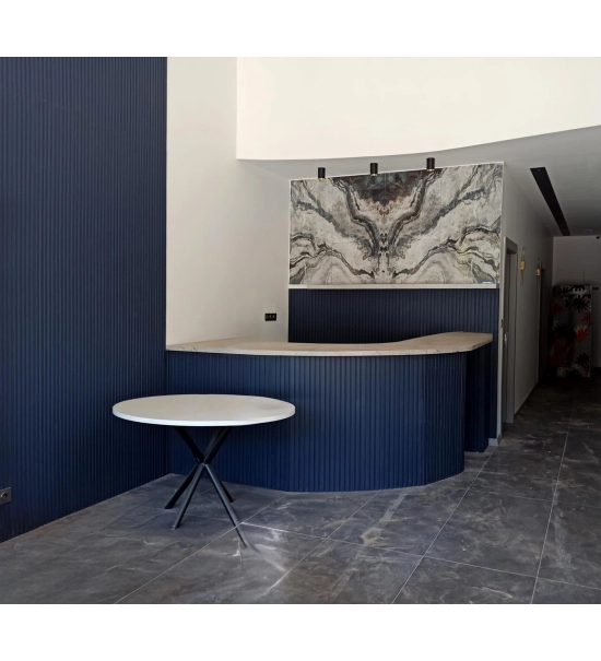 ZAOBLJEN stenski panel, masivni les, vodoodporen, TEMNO MODRO, 147x2750 mm (0.40 m²)