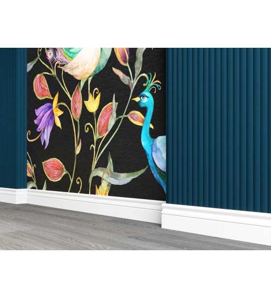 ZAOBLJEN stenski panel, masivni les, vodoodporen, TEMNO MODRO, 147x2750 mm (0.40 m²)