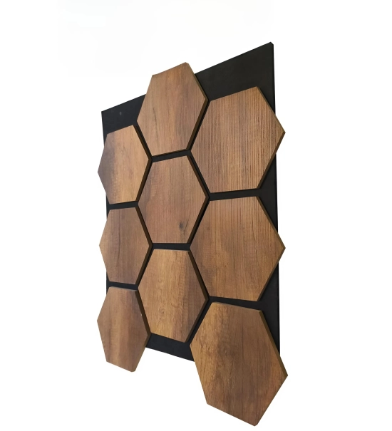 Acoustic wall panel, HEXAGON CATANIA OAK, 790x646 mm