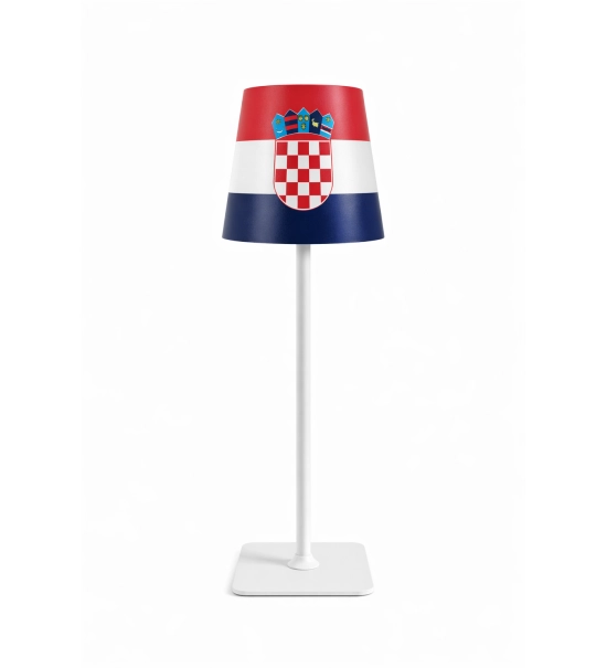 Table lamp for restaurants, CROATIA FLAG design, rechargeable, 3600 mAh battery