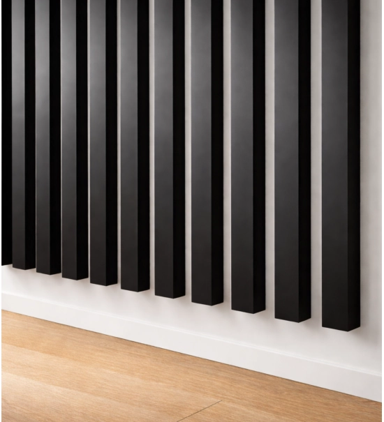 3D decorative slats, wooden strips for walls, ceiling, or partition wall (28x37 mm) (black)