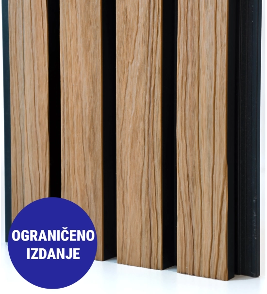 WPC facade panel TEAK/BLACK, GRAIN texture 2K26, 219x2900 mm, dual color (0.63 m²)