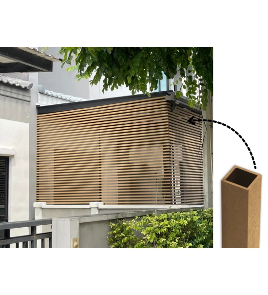 WPC louver slat FS-03A, sanded texture, LIGHT OAK, 50x50x2900 mm