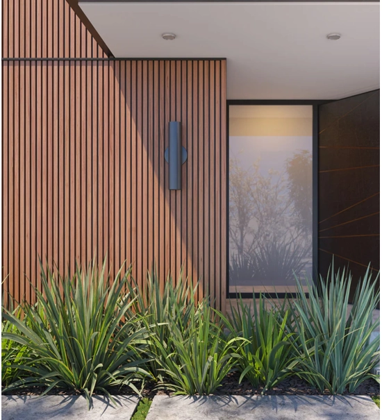 WPC facade panel TEAK/BLACK, GRAIN texture 2K26, 219x2900 mm, dual color (0.63 m²)