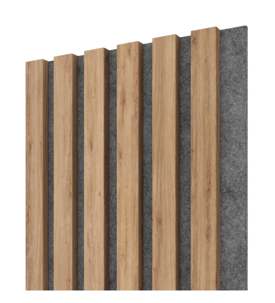 Decorative wooden acoustic wall panel, oak, 28x275cm (0.77 m²)