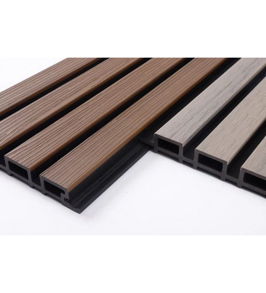 WPC homlokzati panel DARK TEAK/FEKETE, 219x2900 mm, hullámos textúra, half co-extrusion (0,63 m²)