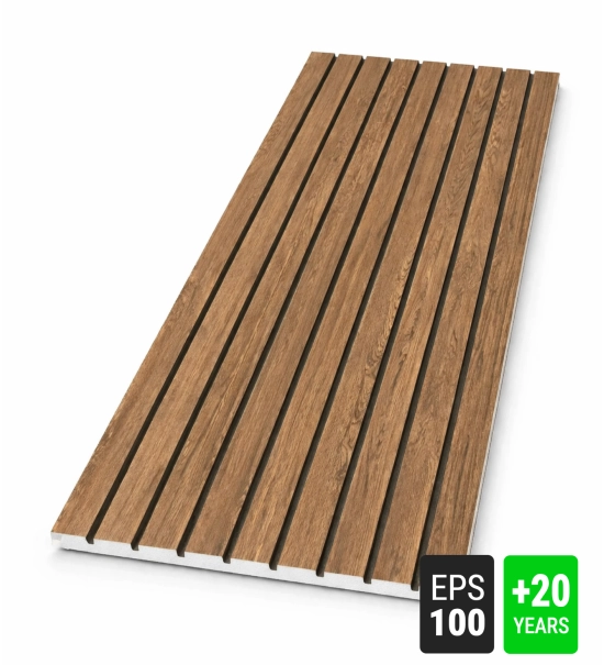 Facade panel, wood imitation, DULANO DARK OAK, 120x50x2 cm, styrofoam (0.60 m²)