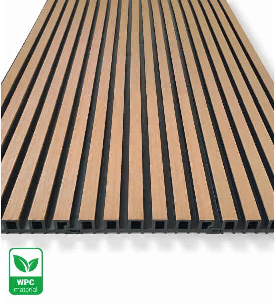 WPC facade panel TWIX SLIM, LIGHT OAK with black joints, 6 slim slats (0.64 m²)