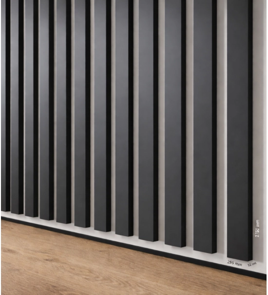 3D dekorativne letvice za zid, ukrasne, drvene (antracit) 16x28mm