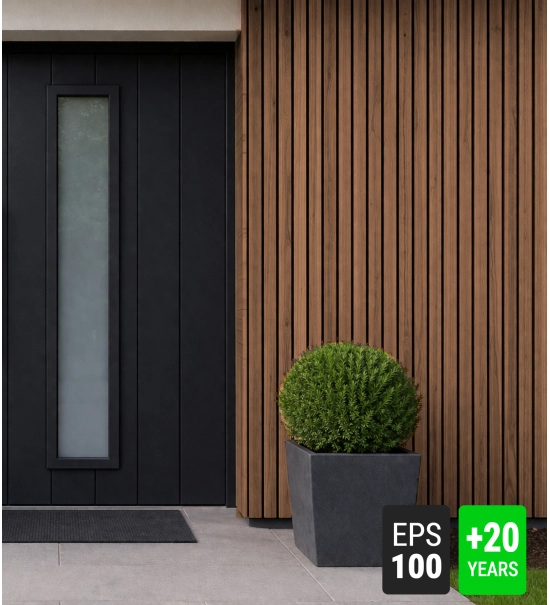 Facade panel, wood imitation, DULANO DARK OAK, 120x50x2 cm, styrofoam (0.60 m²)