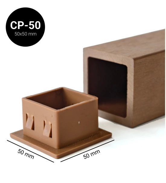 End cap for wooden brise-soleil slats, 50x50 mm, BROWN, plastic