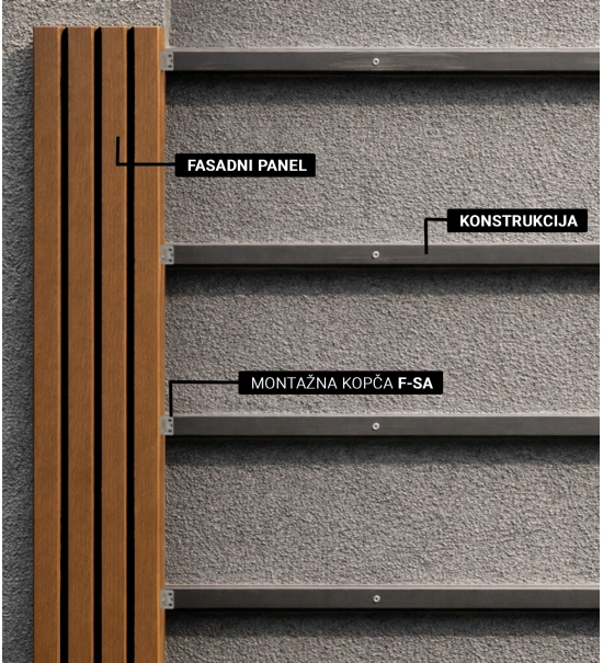 WPC fasadni panel, 223x26x2900 mm, SVJETLI HRAST s crnim fugama, 6 rešetki (0,64 m²)
