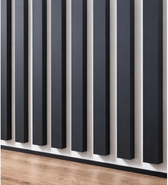 3D dekorativne letvice za zid, ukrasne, drvene (antracit) 16x28mm