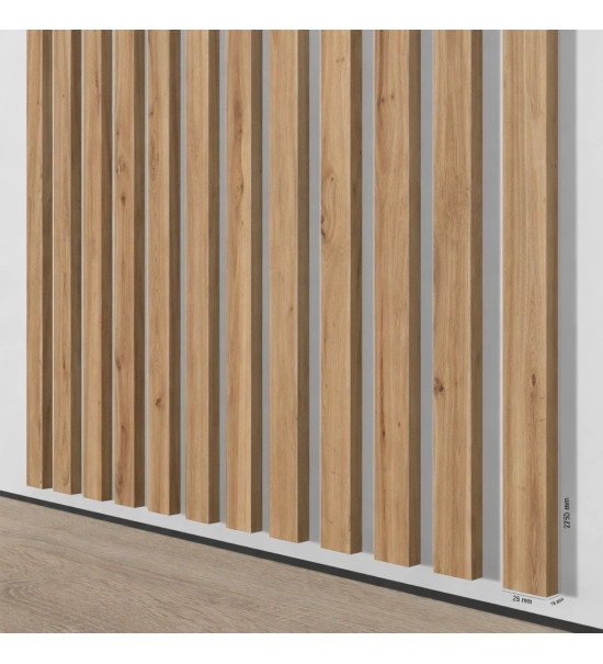 3D dekorativne letvice za zid, ukrasne, drvene (naravni hrast) 16x28mm