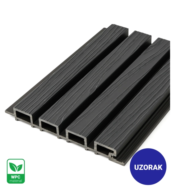 [UZORAK] Vanjski fasadni panel, WPC, 219x2900 mm, CRNA, tekstura drveta