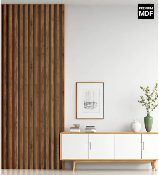 3D decorative slats, wooden strips for walls, ceiling, or partition wall (28x37 mm) (light walnut)