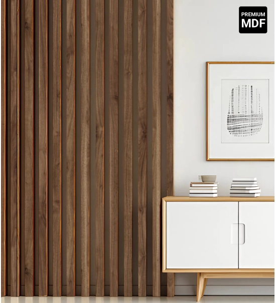 3D decorative slats, wooden strips for walls, ceiling, or partition wall (28x37 mm) (walnut)