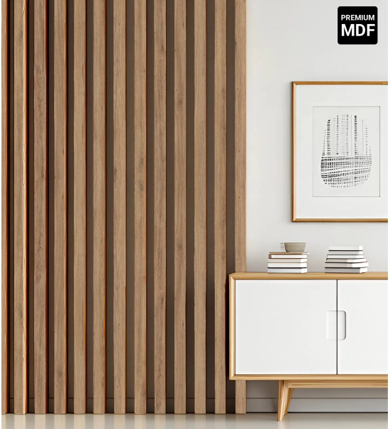 3D decorative slats, wooden strips for walls, ceiling, or partition wall (28x37 mm) (craft oak)