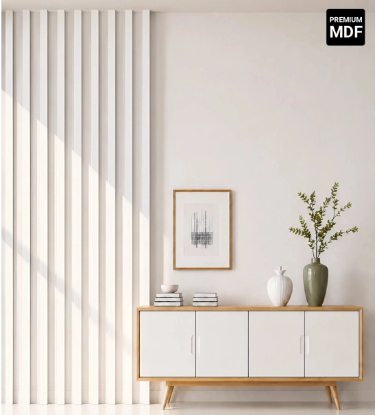 Wall decorative wooden 3D slats for partition walls (3x4 cm) (white)